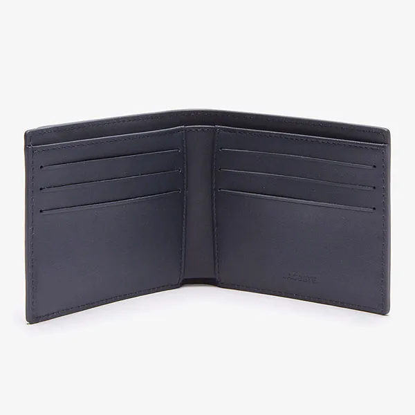 Ví Nam Lacoste Fitzgerald Branded Leather Foldable Wallet NH3715FW Màu Xanh Navy