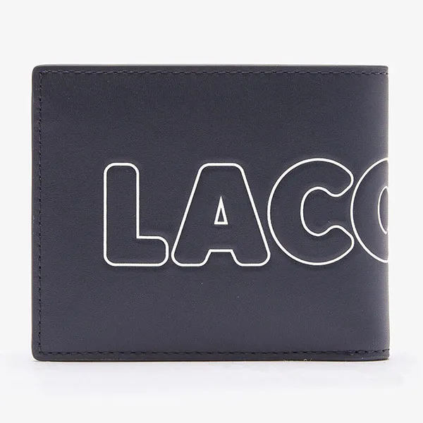 Ví Nam Lacoste Fitzgerald Branded Leather Foldable Wallet NH3715FW Màu Xanh Navy