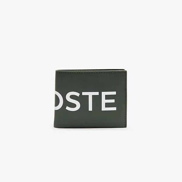 Ví Nam Lacoste L.12.12 Signature Small Leather Wallet In Tawny Port Màu Xanh Rêu