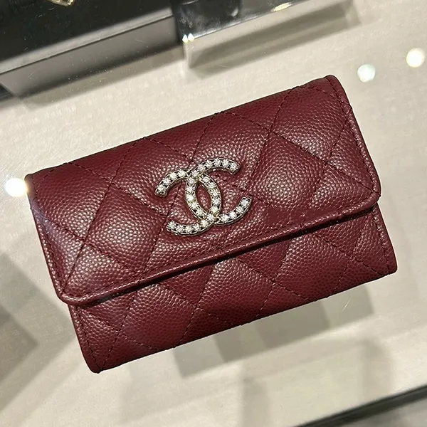 Ví Nữ Chanel CC Logo Quilted Wallet Màu Đỏ Đô - Túi xách - Vua Hàng Hiệu
