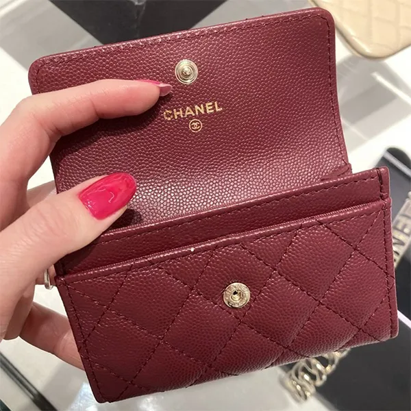 Ví Nữ Chanel CC Logo Quilted Wallet Màu Đỏ Đô - Túi xách - Vua Hàng Hiệu
