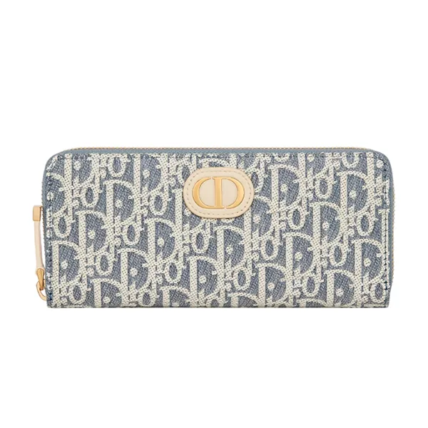 Ví Nữ Dior 30 Montaigne Voyageur Slim Wallet Màu Xanh Nhạt
