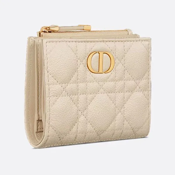 Ví Nữ Dior Caro Dahlia Wallet S5173UWHC_M49U Màu Ivory - Túi xách - Vua Hàng Hiệu