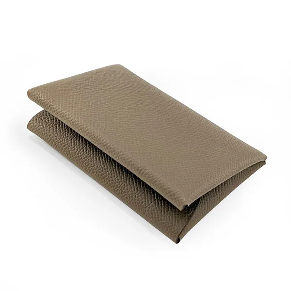 Ví Nữ Hermès Calvi Duo Epsom Leather Etoupe Greige Brown Card Coin Case Purse Mini Wallet H083035CK Màu Nâu Xám - Túi xách - Vua Hàng Hiệu