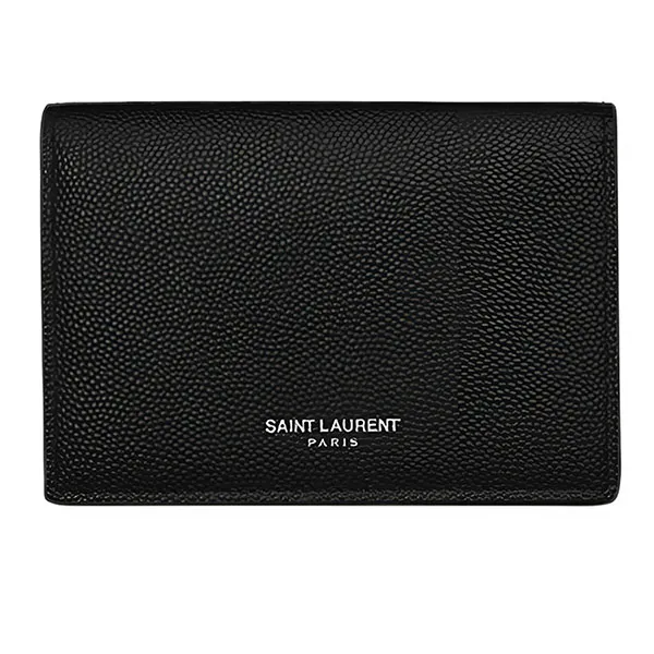 Ví Nữ Yves Saint Laurent YSL Business Card Holder With Flap In Grain De Poudre Leather Màu Đen