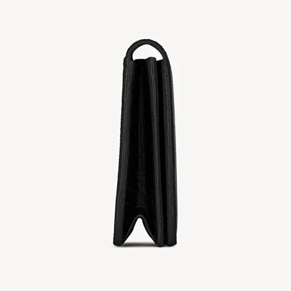 Ví Nữ Yves Saint Laurent YSL Business Card Holder With Flap In Grain De Poudre Leather Màu Đen