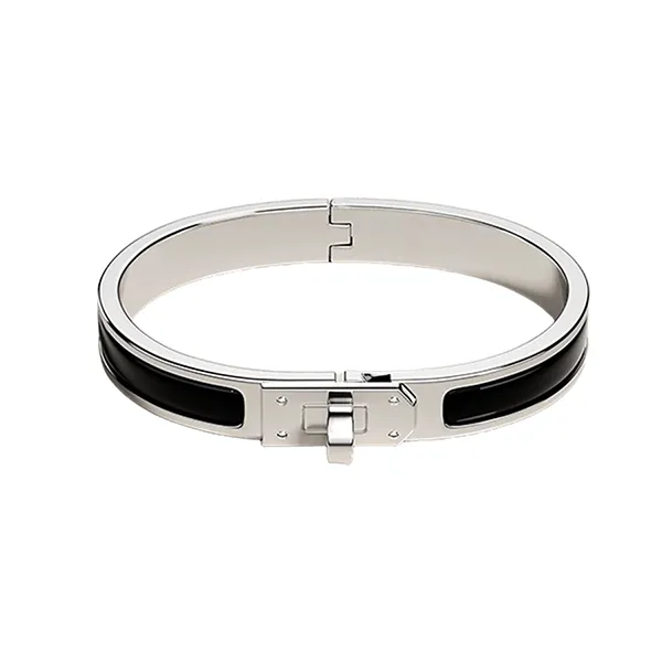 Vòng Đeo Tay Nữ Hermès Mini Clic Kelly Bracelet Màu Đen - Bạc