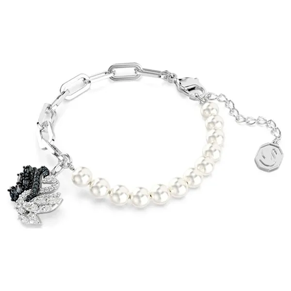 Vòng Đeo Tay Nữ Swarovski Swan Bracelet Crystal Pearl Swan Black Mixed Metal Finish 5705720 Màu Bạc Trắng