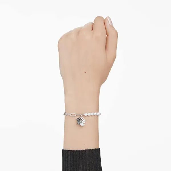 Vòng Đeo Tay Nữ Swarovski Swan Bracelet Crystal Pearl Swan Black Mixed Metal Finish 5705720 Màu Bạc Trắng