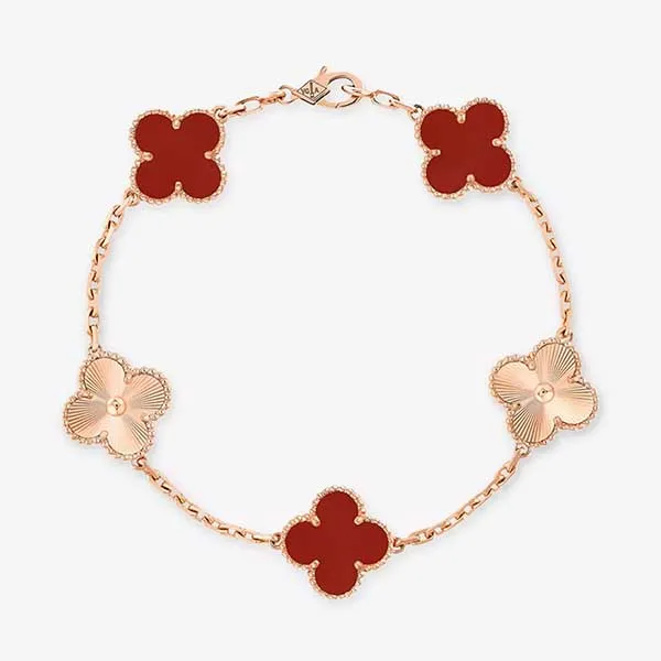 Vòng Đeo Tay Nữ Van Cleef & Arpels Vintage Alhambra 18ct Rose-gold And Carnelian Charm Bracelet Màu Vàng Hồng - Trang sức - Vua Hàng Hiệu