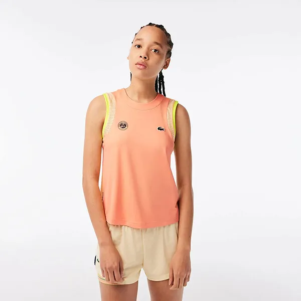 Áo Ba Lỗ Nữ Lacoste Women's Sport Roland Garros TF6263 53G 8GR Màu Cam Nhạt Size 38