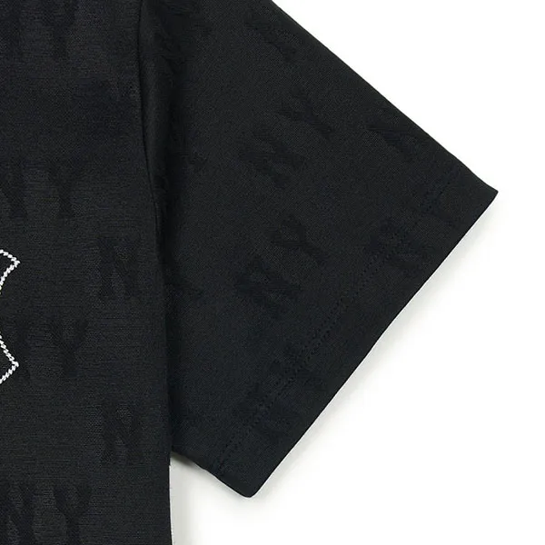 Áo Croptop MLB Women's Classic Mono Jacquard Crop Short Sleeve Tshirt New York Yankees 3FTSM0153-50BKS Màu Đen