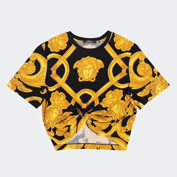 Áo Croptop Nữ Versace With Baroque Logo Printed 1014565 1A10387 5B000 Màu Vàng Đen Size 38 - Thời trang - Vua Hàng Hiệu