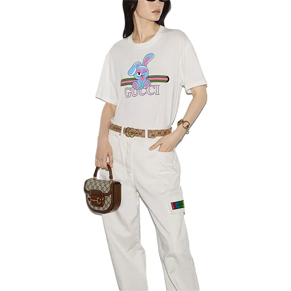 Áo Phông Gucci Cotton Jersey Printed TShirt Off White 776596-XJGHQ-9095 Màu Trắng Size XS - Thời trang - Vua Hàng Hiệu