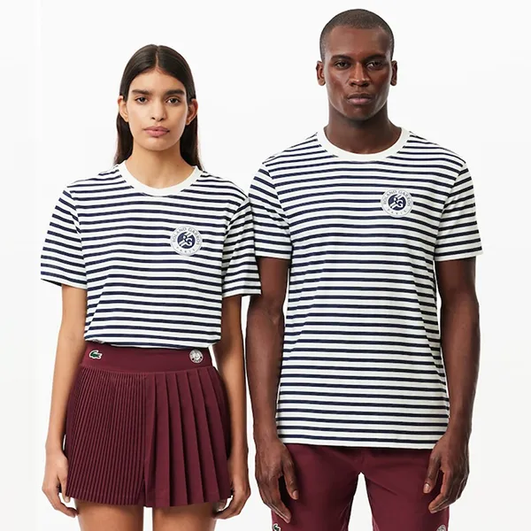 Áo Phông Lacoste Roland Garros Pattern Short Sleeve T-Shirt TH7850 54G 522 Màu Trắng/Navy Size 4