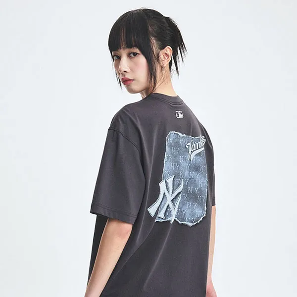 Áo Phông MLB Denimlike Monotive Over Fit Tshirt New York Yankees 3ATSM1053-50CGS Màu Xám