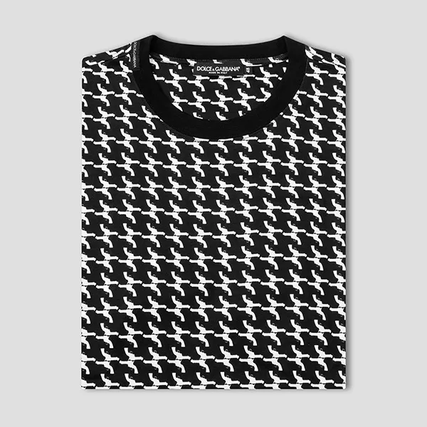 Áo Phông Nam Dolce & Gabbana D&G Black With White Pattern Printed Tshirt G8GH3T FS7OY HN016 Màu Đen Họa Tiết Size 44 - Thời trang - Vua Hàng Hiệu