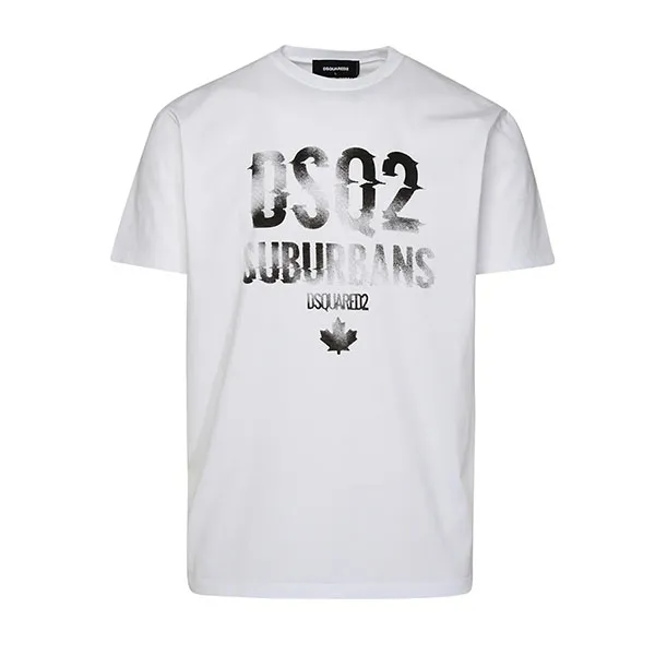Áo Phông Nam Dsquared2 Logo Printed Crewneck T-Shirt S74GD1219D20014 Màu Trắng Size M - Thời trang - Vua Hàng Hiệu