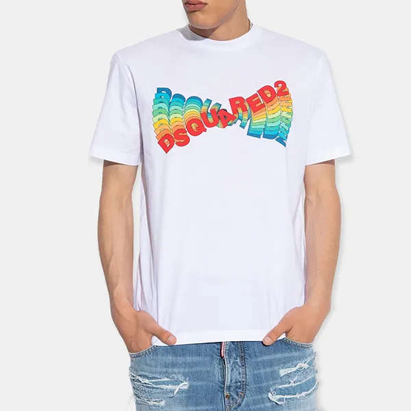 Áo Phông Nam Dsquared2 Regular Fit T-Shirt S74GD1190S23009100 Màu Trắng Size S
