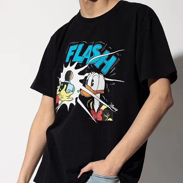 Áo Phông Nam Gucci × Disney Edition Flash Donald Duck Print Tshirt Black Màu Đen Size M