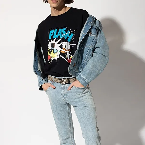 Áo Phông Nam Gucci × Disney Edition Flash Donald Duck Print Tshirt Black Màu Đen Size M