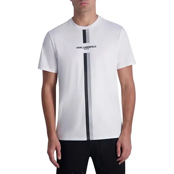 Áo Phông Nam Karl Lagerfeld Racing Stripe Logo Graphic T-Shirt Màu Trắng Size S - Thời trang - Vua Hàng Hiệu