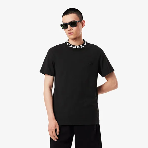 Áo Phông Nam Lacoste Jacquard Neck Pique TH2521 031 T-Shirt Màu Đen Size 4 - Thời trang - Vua Hàng Hiệu
