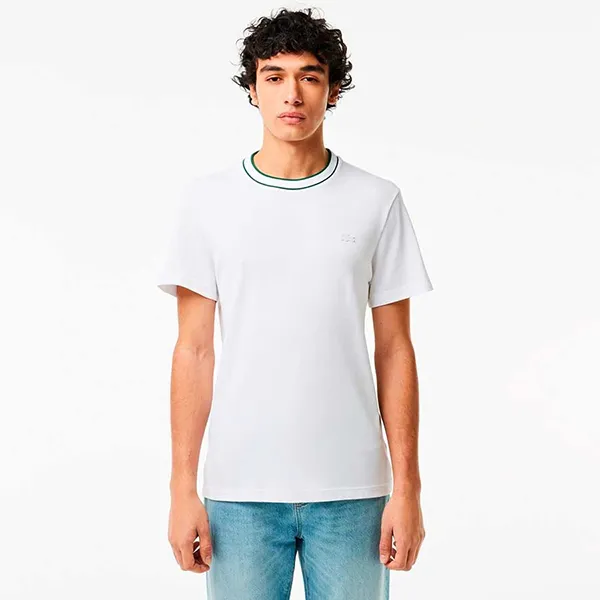 Áo Phông Nam Lacoste Men's Color Tipping Line Match PQ Stretch T-Shirt TH1004 54G 001 Màu Trắng Size 4