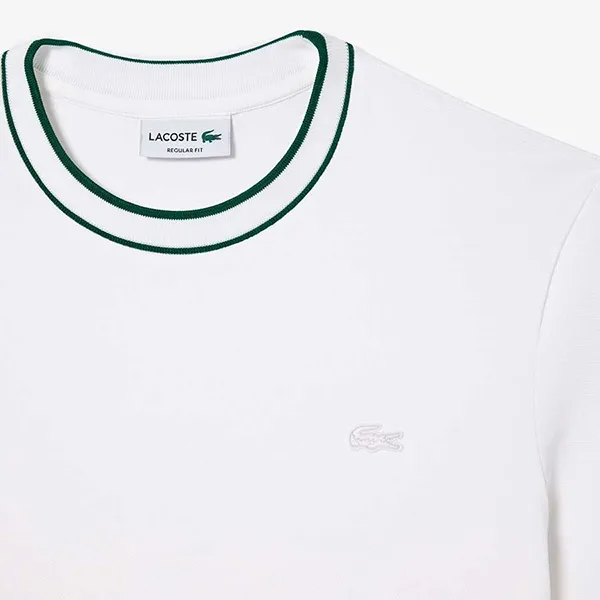 Áo Phông Nam Lacoste Men's Color Tipping Line Match PQ Stretch T-Shirt TH1004 54G 001 Màu Trắng Size 4