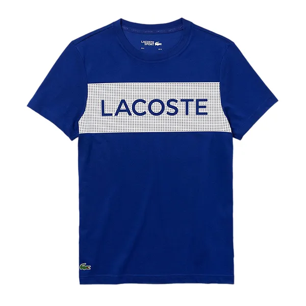 Áo Phông Nam Lacoste Men's Sport Printed T-shirt TH4865 EMJ Màu Xanh Blue Size 2