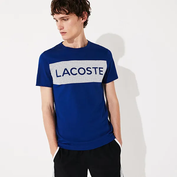 Áo Phông Nam Lacoste Men's Sport Printed T-shirt TH4865 EMJ Màu Xanh Blue Size 2