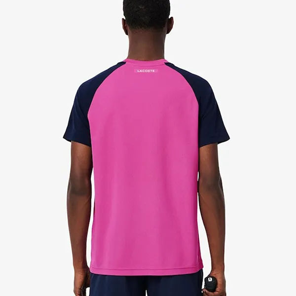 Áo Phông Nam Lacoste Men's Ultra Dry Colorblock Tennis T-Shirt TH8951 51 HI2 Màu Hồng/Xanh Size 4