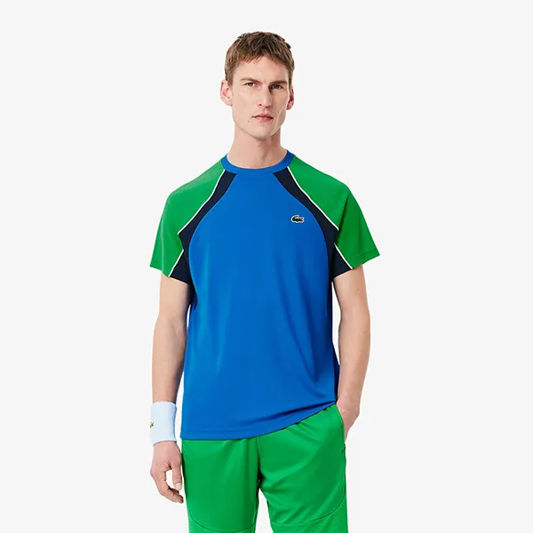 Áo Phông Nam Lacoste Men's Ultra Dry Colorblock Tennis T-Shirt TH8951 51 HI4 Xanh Dương Phối Màu Size 5