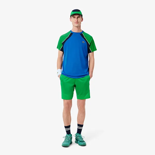 Áo Phông Nam Lacoste Men's Ultra Dry Colorblock Tennis T-Shirt TH8951 51 HI4 Xanh Dương Phối Màu Size 5