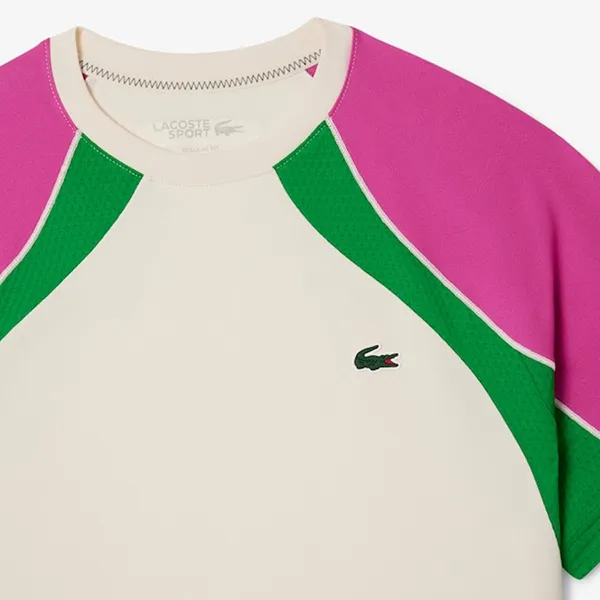 Áo Phông Nam Lacoste Men's Ultra Dry Colorblock Tennis T-Shirt TH8951 51 HI8 Màu Kem/Hồng Size 5