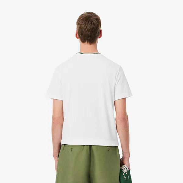Áo Phông Nam Lacoste Regular Fit Ribbed Collar Cotton Tshirt TH9903 51 001 Màu Trắng Size 4 - Thời trang - Vua Hàng Hiệu