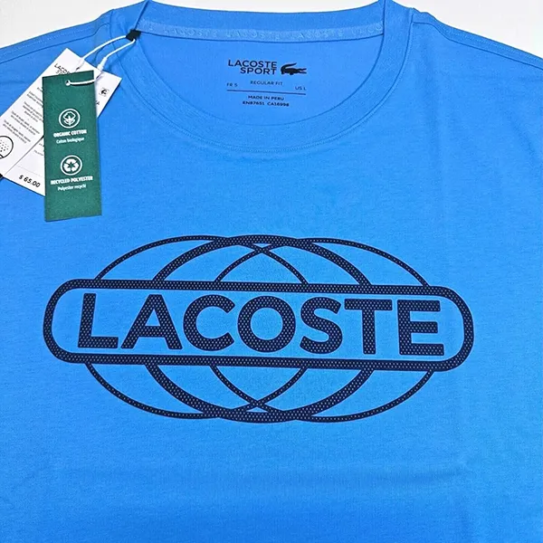 Áo Phông Nam Lacoste Sport Organic Jersey T-Shirt Màu Xanh Blue Size 4