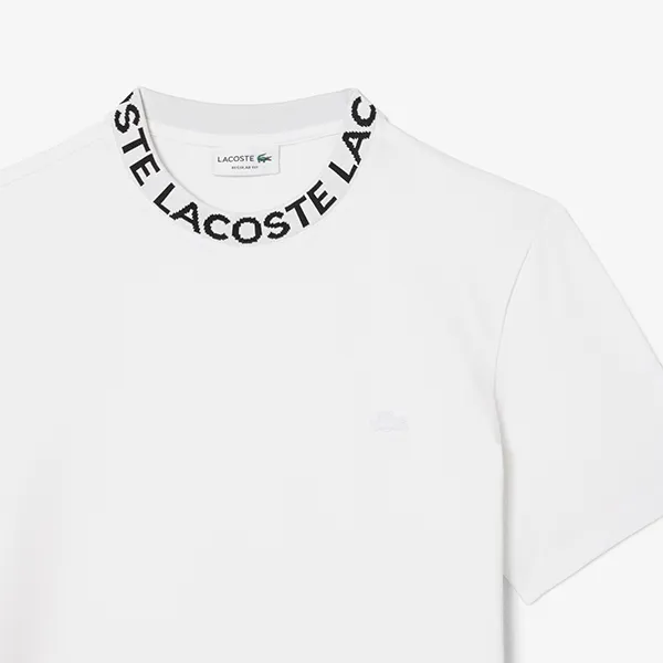 Áo Phông Nam Lacoste Straight-Leg Tshirt Stretch Fabric Jacquard Collar TH9582 51 001 Màu Trắng Size 4
