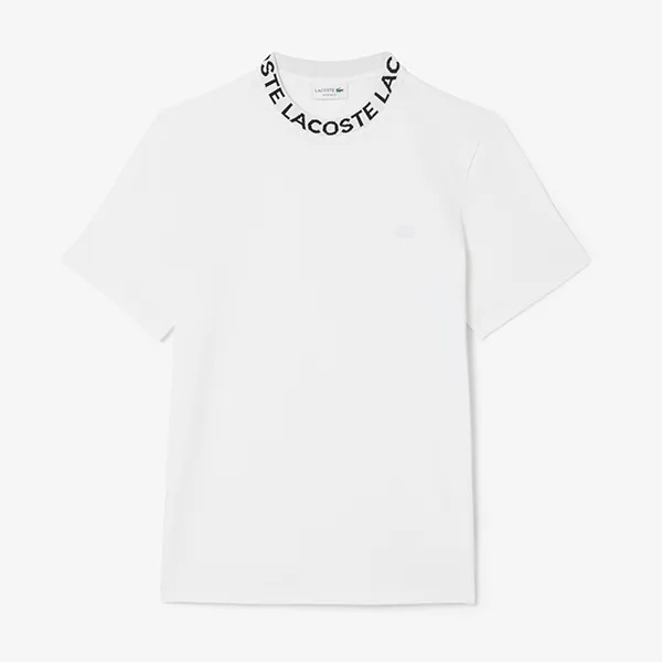 Áo Phông Nam Lacoste Straight-Leg Tshirt Stretch Fabric Jacquard Collar TH9582 51 001 Màu Trắng Size 4