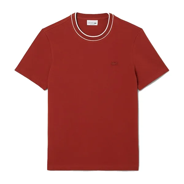 Áo Phông Nam Lacoste Stretch Piqué Striped Collar T-Shirt TH8174 51 AFS Màu Đỏ Size 4