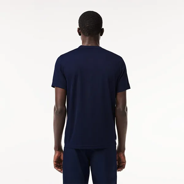 Áo Phông Nam Lacoste Ultra-Dry Logo Stripe Pique Tennis Tshirt TH7515 522 Màu Trắng Xanh Navy Size 3