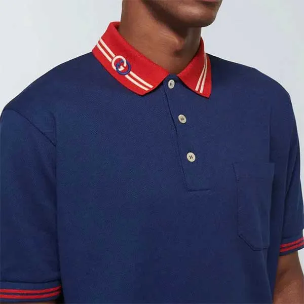 Áo Polo Nam Gucci Cotton Piquet Polo Shirt 658067 Màu Xanh Navy Size S - Thời trang - Vua Hàng Hiệu