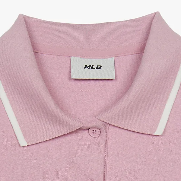 Áo Polo MLB Dia Monogram Tonal Jacquard Polo New York Yankees 3FPQM0353-50PKM Màu Hồng - Thời trang - Vua Hàng Hiệu