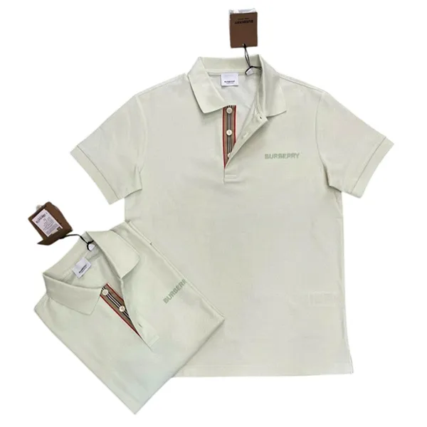 Áo Polo Nam Burberry Hartford Check SS 2025 Màu Kem Size S