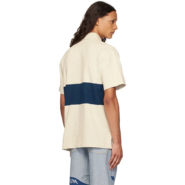 Áo Polo Nam Burberry Off-White EKD Stripe Relaxed Fit Polo Shirt Màu Kem Size M