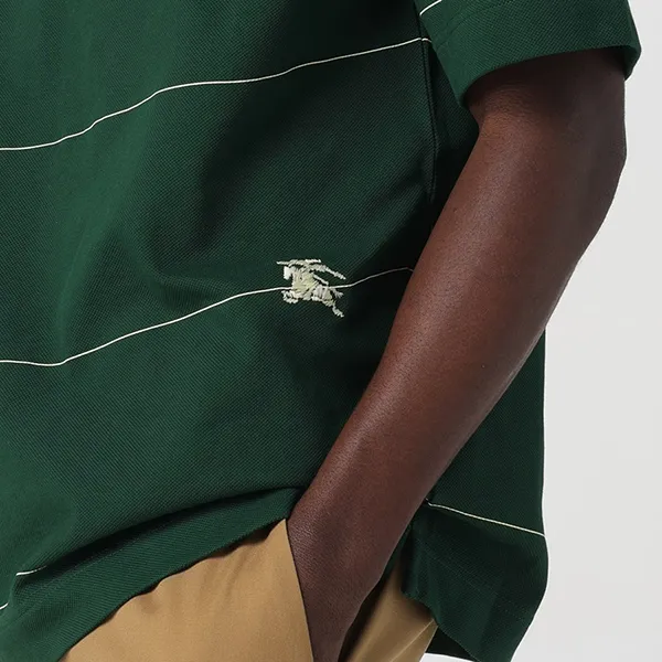 Áo Polo Nam Burberry Relaxed Fit Logo Contrasting Embroidered Màu Xanh Lá Size S