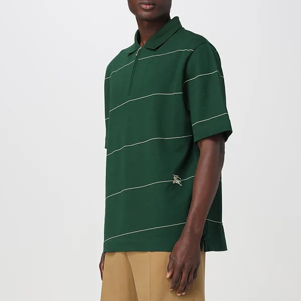 Áo Polo Nam Burberry Relaxed Fit Logo Contrasting Embroidered Màu Xanh Lá Size S