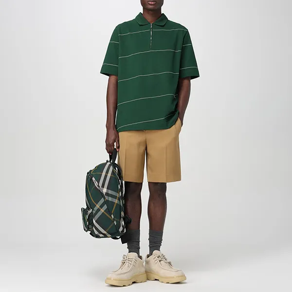 Áo Polo Nam Burberry Relaxed Fit Logo Contrasting Embroidered Màu Xanh Lá Size S