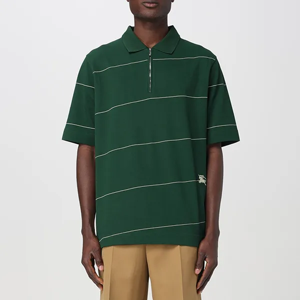 Áo Polo Nam Burberry Relaxed Fit Logo Contrasting Embroidered Màu Xanh Lá Size S