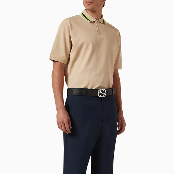 Áo Polo Nam Gucci Embroidered Logo Polo Shirt In Cotton Màu Be Size XS - Thời trang - Vua Hàng Hiệu